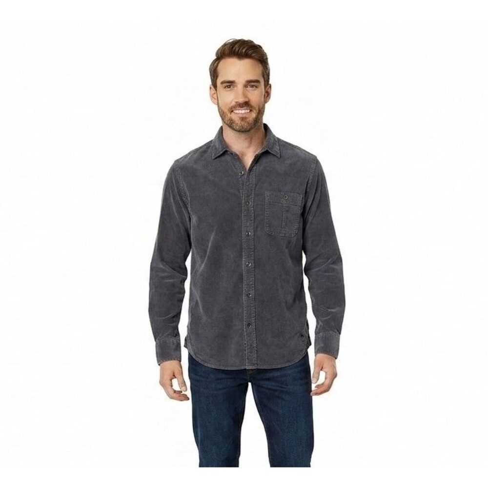 Tommy Bahama Coastline Cord Shirt Mens Small Gray Fine Corduroy Long Sleeve